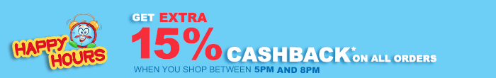 GET EXTRA 15% CASHBACK* ON ALL ORDERS
