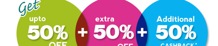 Get Upto 50% OFF   Extra 50% OFF   50% Cashback