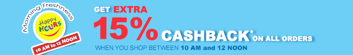 GET EXTRA 15% CASHBACK* ON ALL ORDERS