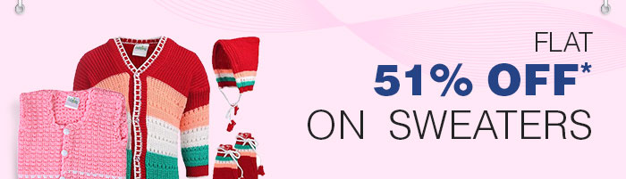 Flat 51% Off*  on Sweaters