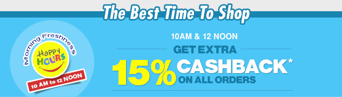 GET EXTRA 15% CASHBACK* ON ALL ORDERS