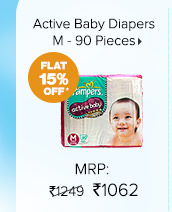 Active Baby Diapers Medium - 90 Pieces