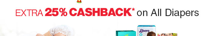 Extra 25% Cashback* on All Diapers
