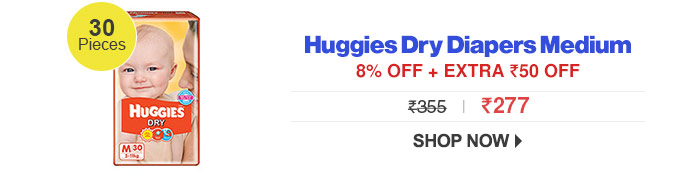 Huggies Dry Diapers Medium - 30 Pieces