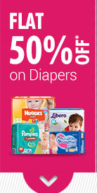 Flat 50% OFF* on Diapers