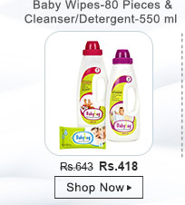 Babyhug Baby Wipes-80 Pieces & Cleanser/Detergent-550 ml-Pack of 3