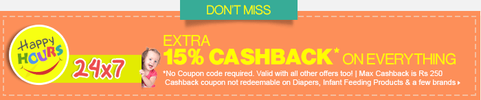 Don't Miss Extra 15% Cashback* on everything