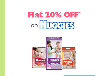 Flat 20% OFF* on Huggies
