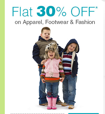 Flat 30% OFF* on Apparel, Footwear & Fashion