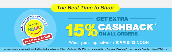 Get Extra 15% Cashback on all Orders
