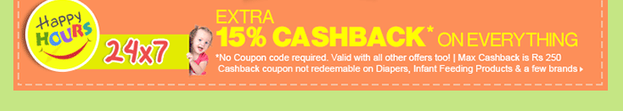 Extra 15% Cashback* on everything