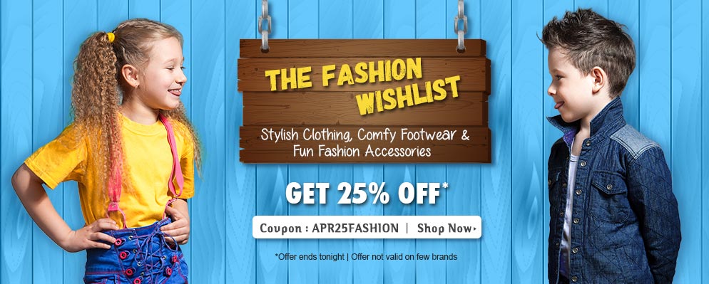 Extra 25% off on entire fashion range @ Firstcry – Fashion & Apparels