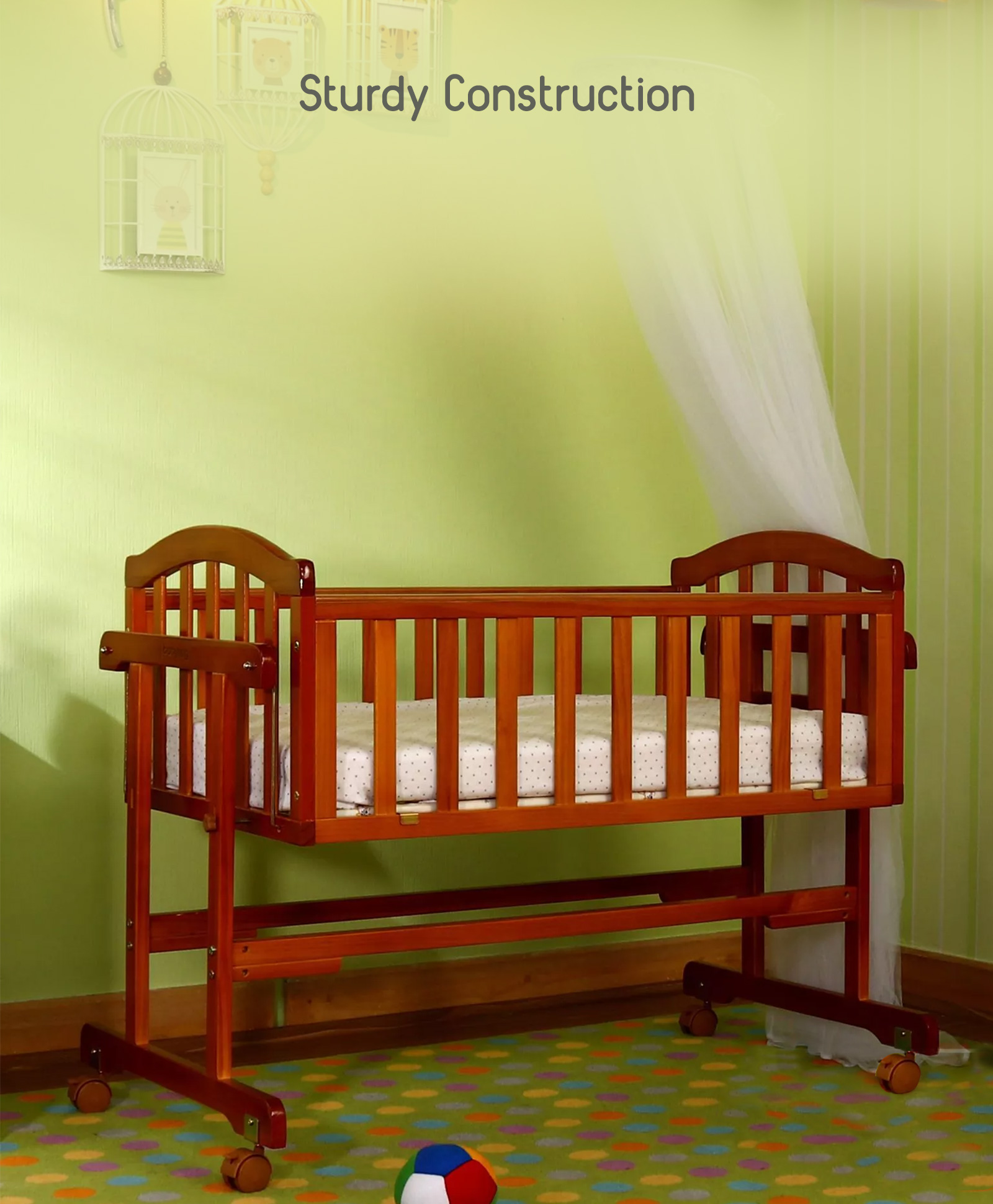 babyhug ionia wooden cradle