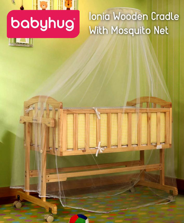 babyhug ionia wooden cradle