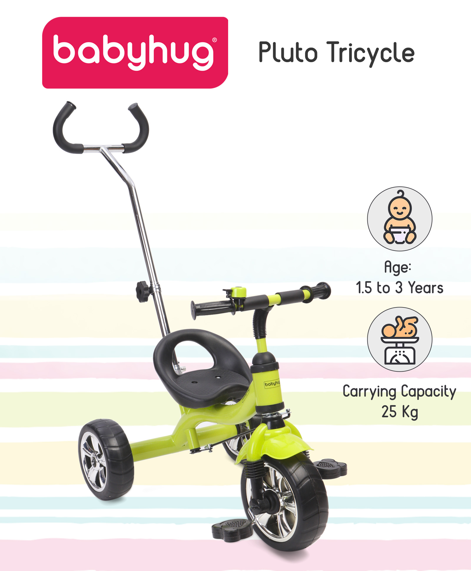 babyhug pluto metal tricycle