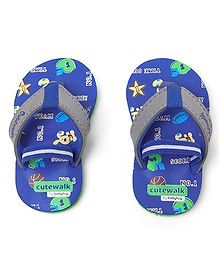 Cute Walk by Babyhug Flip Flops With Back Strap Bunny Print - Blue main image 0
