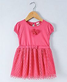 babyhug one shoulder frock rose applique