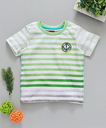 Babyhug Half Sleeves T-Shirt Striped & Animal Print - Green