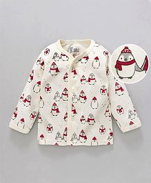 Off White Cream Color Inner Wear Thermals Online At Firstcry Pink Rabbit Full Sleeves Cotton Vest Penguin Print Cream
