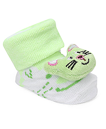 Cute Walk by Babyhug Bear Printed Socks Shoe - Grey & White
