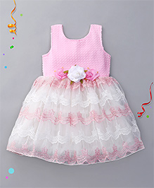babyhug one shoulder frock rose applique