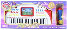 White Digital Electronic Music Piano With Blue Microphone 3 Years+, 31 keys digital electronic keyboard is designed for beginners...
