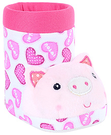 Fab N Funky White Boot Shape Pig Applique Pencil Stand 11.5 x 6.5 x 10 cm, Colorful pencil stand for your kids study table