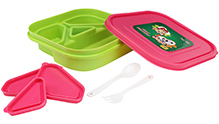 Pink and Green 18 x 18 x 4.5 cm, High quality lunch box with four partitions and 3...