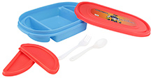 Red and Blue 21.5 x 14 x 4.5 cm, High quality lunch box with 3 partitions and 2...