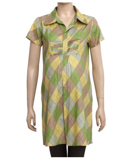 Uzazi Half Sleeves Maternity Tunic Top With Geometric Print - Green