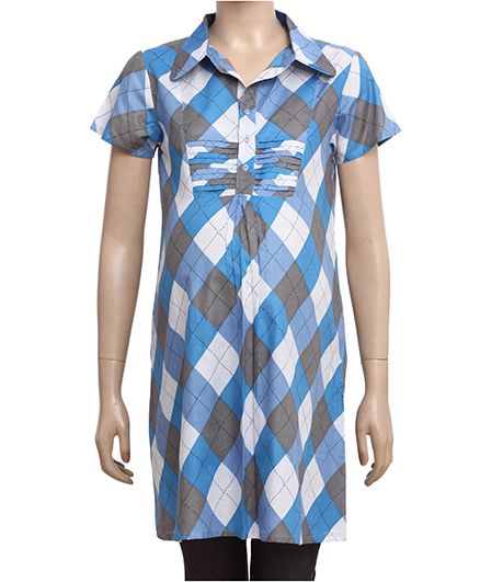 Uzazi Half Sleeves Maternity Tunic Top With Geometric Print - Blue