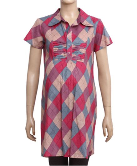 Uzazi Half Sleeves Maternity Tunic Top Geometric Print - Pink