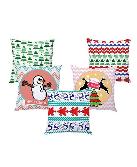 Stybuzz Christmas Cushion Cover Pack Of 5 - Multi Color