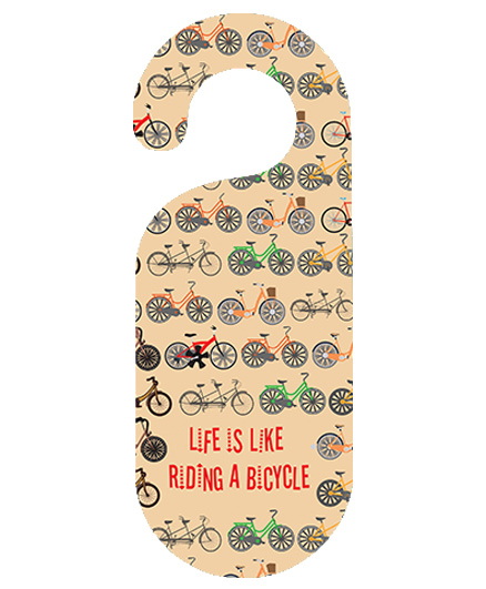 The Crazy Me Riding A Bicycle Printed Door Hanger - Beige