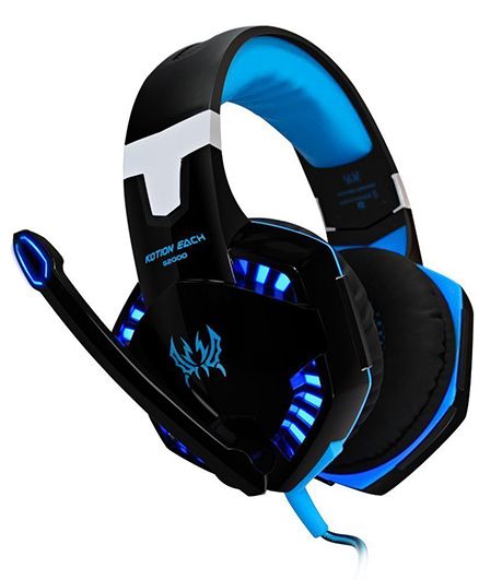 Kotion Each G2100 Over Ear Gaming Headphones With Mic LED And Vibration - Black Blue