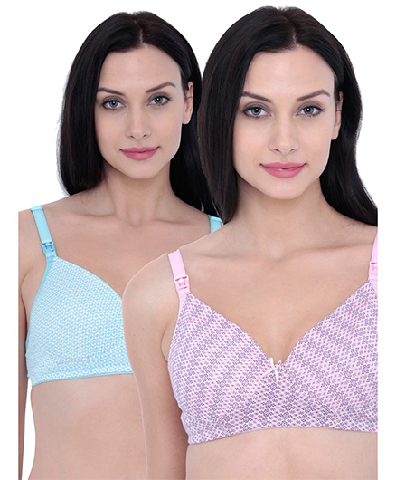 Inner Sense Organic Antimicrobial Nursing Bra Pack Of 2 - Pink Blue