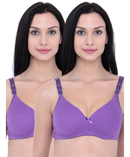 Inner Sense Organic Antimicrobial Nursing Bra Pack Of 2 - Purple