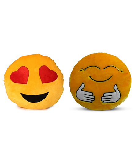 Deals India Heart Eyes And Hugging Smiley Cushion - 35 Cm(smiley1&E)Set Of 2