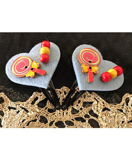 Kalacaree Heart & Candy Design Hair Clips - Light Blue