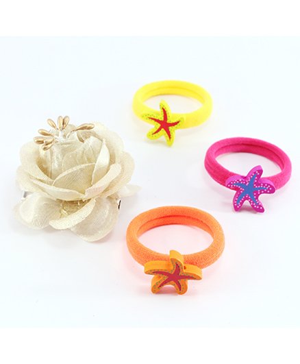 Pihoo Combo Hair Pin & Rubber Bands Pack Of 4 - Multicolor