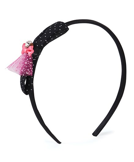 Stol'n Hair Band With Rhinestone Studded Bow Applique - Black