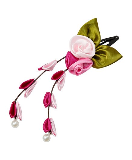Keira'S Pretties Handmade Floral Design Pearl Applique Hair Clip - White &Pink