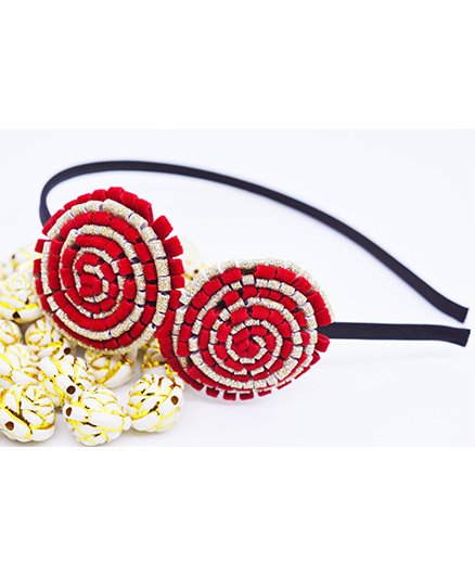 Little Tresses Partywear Double Puff Flower Hair Band - Red