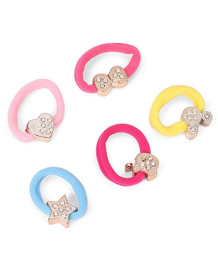 Babyhug Hair Rubber Band With Multi Designs Set Of 5 - Multicolor
