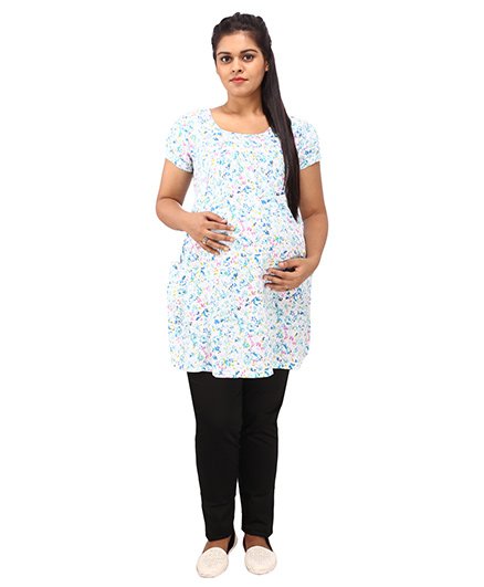 Mamma’s Maternity Short Sleeves Nursing Tunic Top - White