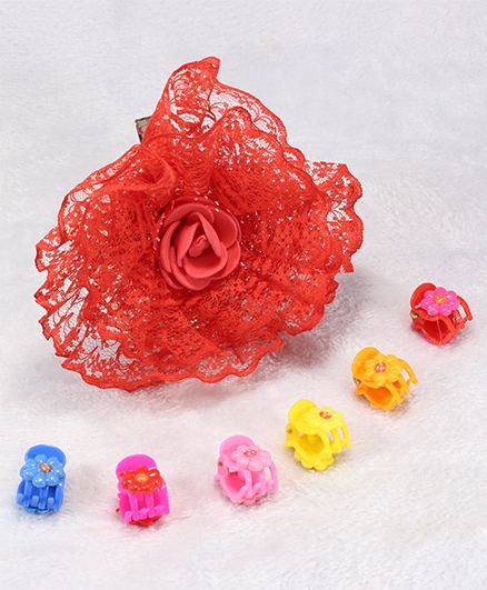 Pihoo Hair Clip & Butterfly Clip Combo - Multi Color & Red