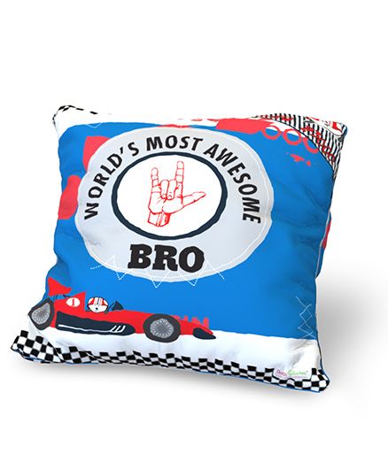 Baby Oodles Cushion With Inner Filler Bro Quote Print - Blue