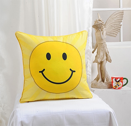 Digital Smiley Print Kids Cushion Cover 16 X 16 Inches, A Cute Digital Smiley Print Cushion ...