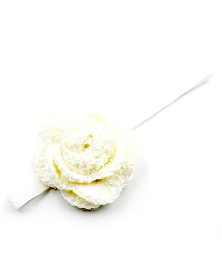 Magic Needles Elastic Hairband With Crochet Flower - White