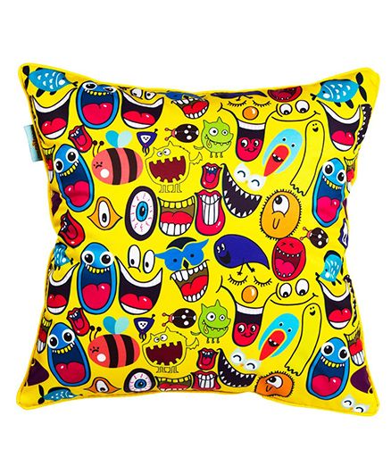 The Crazy Me Cushion Cover Quirk Up Doodle Print - Yellow